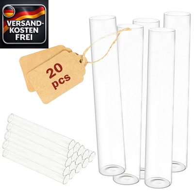 Reagenzgläser Sets 20 Stück 150 mm Glasröhrchen transparent für Pflanzen und Lab