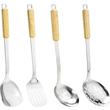 Stainless Steel Wok Utensil Set Spatula Ladle Skimmer Slotted Spoon for Cooking