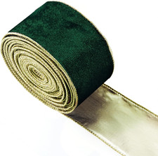 Dark Green Velvet Wired Ribbon Velvet Christmas Velvet Ribbon for Christmas Tree