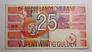 NETHERLANDS 25 GULDEN . 5.4.1989.