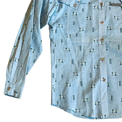 Rocky Mountain Vintage Women’s XS Blue Aztec Cutout Western Shirt Button Front - Picture 4 of 12