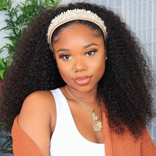 Headband Wig Human Hair Kinky Curly Headband Wigs for Black Women Human Hair ...