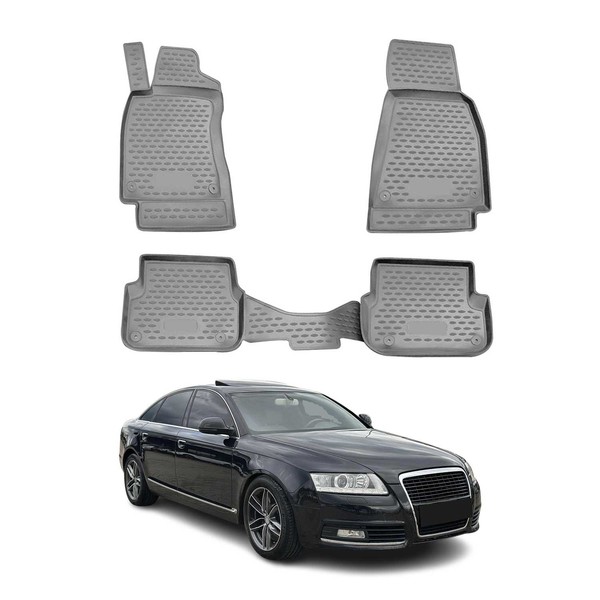 Omac Gummimatten FußMatten FüR Audi A6 Limousine Allroad Avant FL 2008-2011 Grau-image