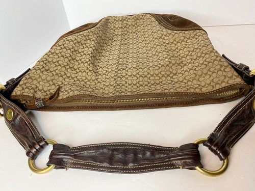 Coach Small "C" Brown Canvas and Suede Purse Hobo Shoulder G062-2158 - Picture 7 of 24