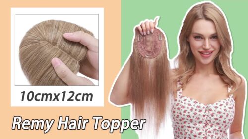 CLearance 100% Remy Human Hair Topper Silk Mono Toupee Clip In Hairpiece #Blonde - Video 1 of 1