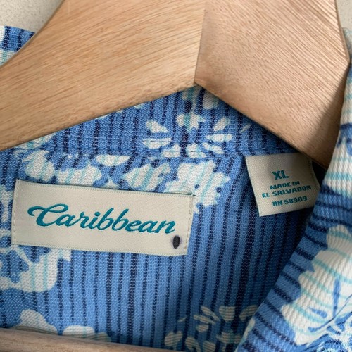 Roundtree Yorke Caribbean Shirt Blue Ivory Multi Short Sleeve Buttons Sz XL NEW - Picture 4 of 5