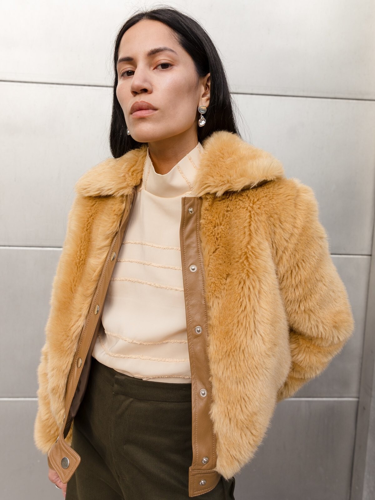 Giacca Boomer Maryam Nassir Zadeh Linus Pelliccia Finta Shearling Saint Laurent Celine