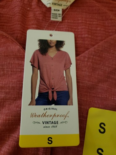 Weatherproof Vintage Ladies V-Neck Tie Front Buttoned Shirt Top Size Small - Picture 5 of 9