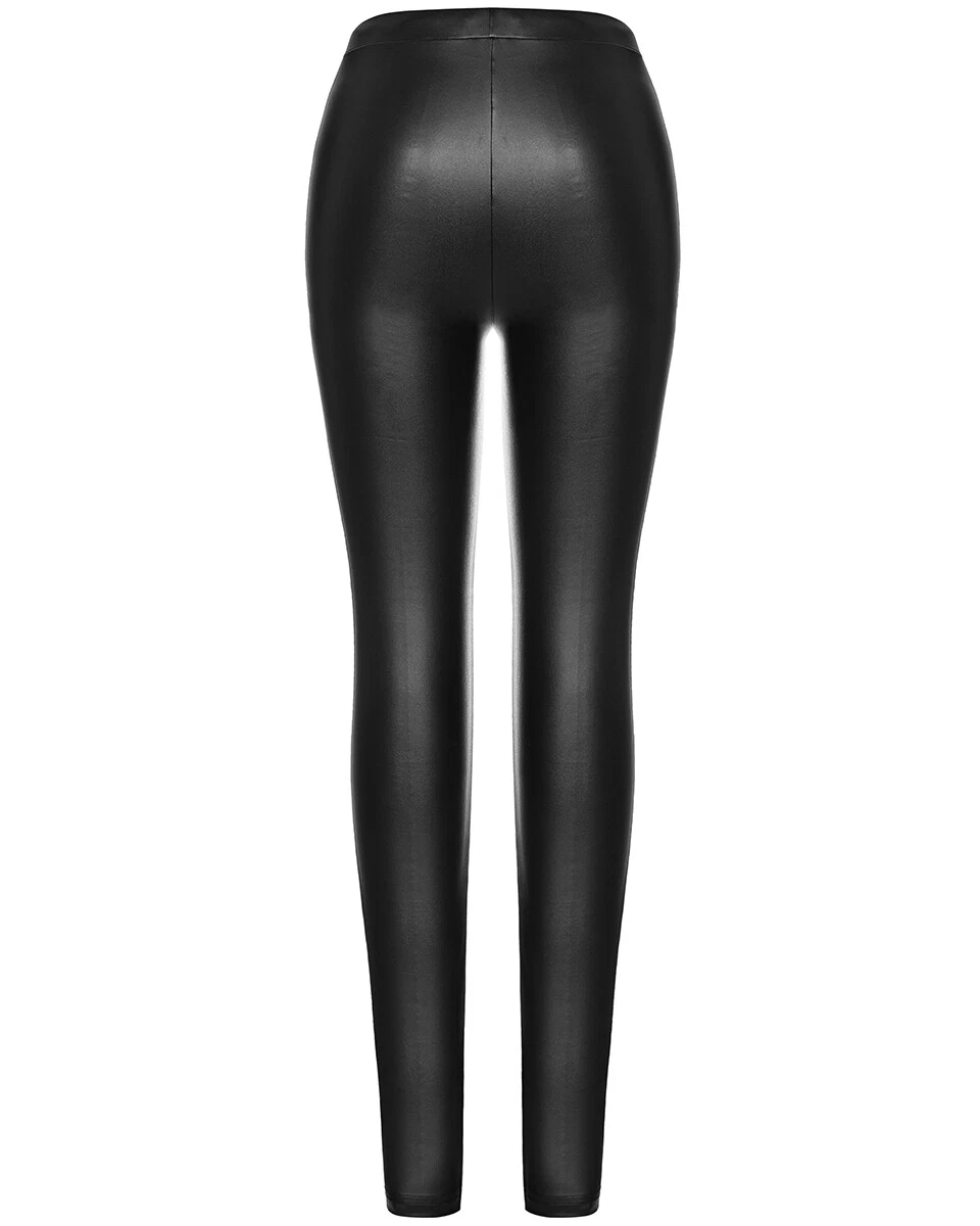 Goth black leather best sale leggins