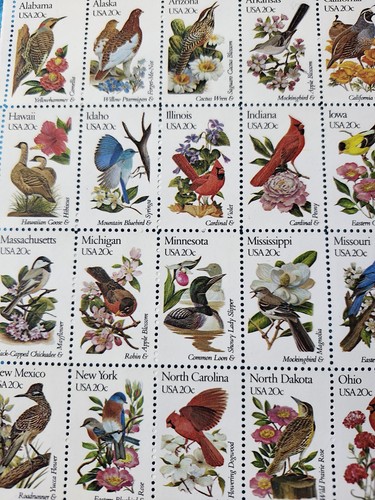 Estampillas de pájaros y flores de 50 estados con carpeta comercial - 2 hojas completas NH - Imagen 5 de 18