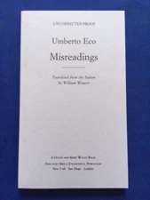 MISREADINGS -  FIRST AMERICAN EDITION UNCORRECTED PROOF BY UMBERTO ECO