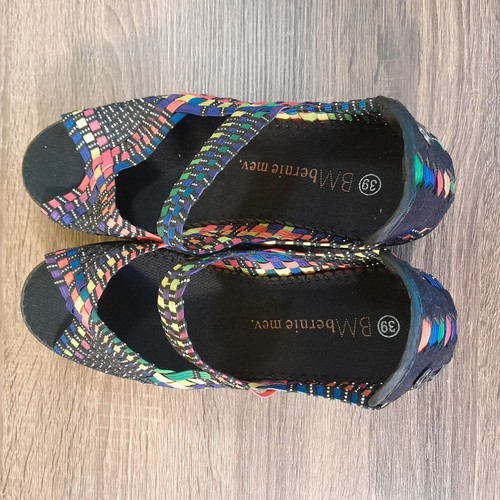 Sandalia Bernie Mev Negra Hallie Sin Cordones de Lona Multi Mujer Zapatos TALLAS NUEVAS EN CAJA SH12 - Imagen 7 de 8