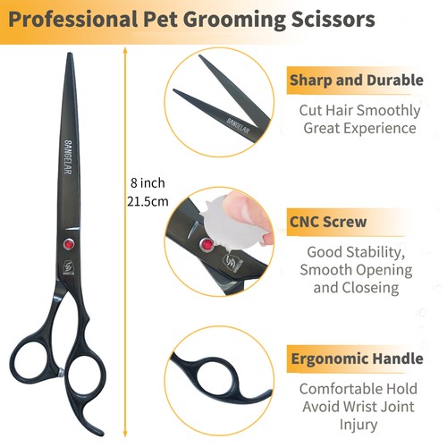 Sangelar 8 inch Pet Grooming Scissors Set - Complete Professional Tool Kit - Picture 3 of 13