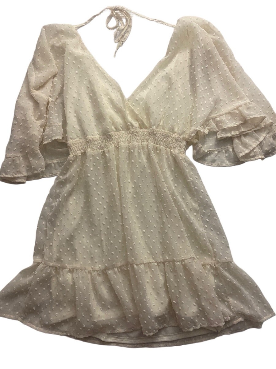 Altard State Flowy Ruffle Smocked Ivory Dress Size M Coquette Boho Cottagecore Altard State Flowy Ruffle Smocked Ivory Dress Size M Coquette Boho Cottagecore