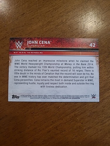 John Cena WWE 2015 Topps RARE NM MINT JUST PULL FRESH #42 Great Looking Card! - Bild 2 von 2