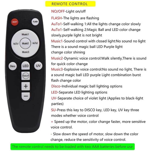 LED Disco Light Ball RGB DJ Party Stage Lights Rotating Projector w/ Remote DC5V - Picture 5 of 14