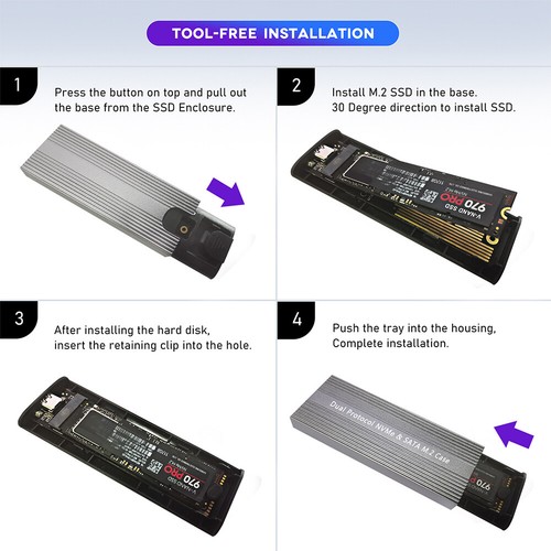 USB3.2 To M.2 NVME SSD Case 10Gbps PCIe 6Gbps SATA SSD Disk Box (C-C Cable) & - Bild 10 von 11
