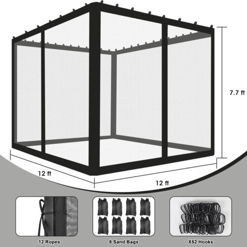 Gazebo Universal Replacement Mosquito Netting 4-Panel Netting Walls W/ Sandbags - Picture 13 of 46