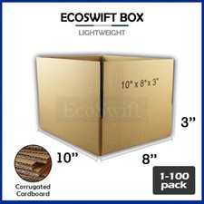 1-100 10x8x3 EcoSwift Cardboard Packing Mailing Shipping Corrugated Box Cartons