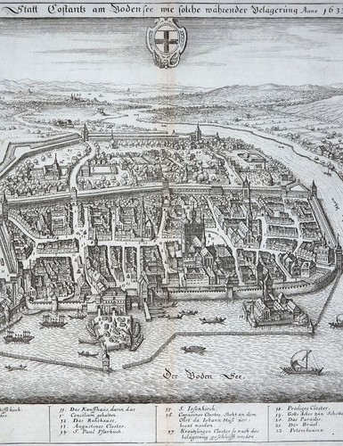 KONSTANZ BODENSEE MERIAN ARCHONTOLOGIA BELAGERUNG STADT ANSICHT WAPPEN 1638 - Picture 5 of 9