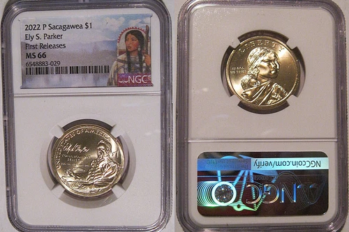2022 P Ely S. Parker Native Sacagawea $1 Dollar NGC MS 66 First Releases