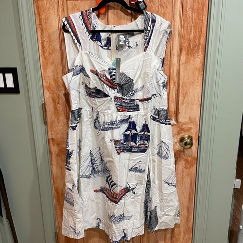 Anthropologie 20W Girls from Savoy Seafarer Mini Plus Dress Nautical Summer NWT - Picture 2 of 10