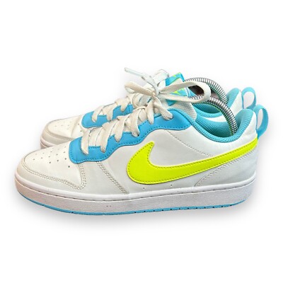 Nike Court Borough Low 2 GS Size 7Y 'White Baltic Blue Volt' BQ5448 122