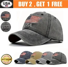 American US Flag Embroidered Low Profile USA Baseball Cap Adjustable Hat 2024 US