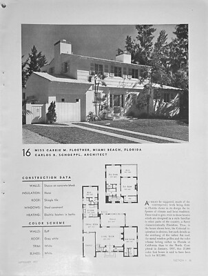 Carrie M. Floether Home 1937 Miami Beach FL Carlos B. Schoeppl Architect