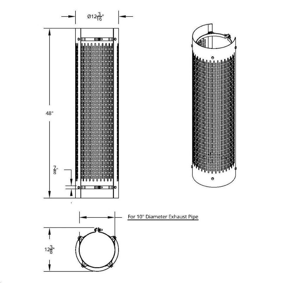 United Pacific 48" ALTO 270 GRADOS ACERO INOXIDABLE ESCAPE SILENCIADOR ESCUDO PARA 10" y Foto 3 de 3