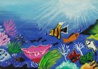 ACEO Original Acrylic Painting UNDERWATER SEASCAPE Miniature Art Card new