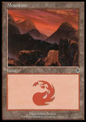 mtg damaged cards Mountain (345) ~ Invasion Magic UltimateMTG Land Card Reverse Damage - Fourth Edition