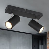 Deckenlampe Deckenleuchte Wohnzimmerlampe Chrom Schwarz 2 Flammig Verstellbar