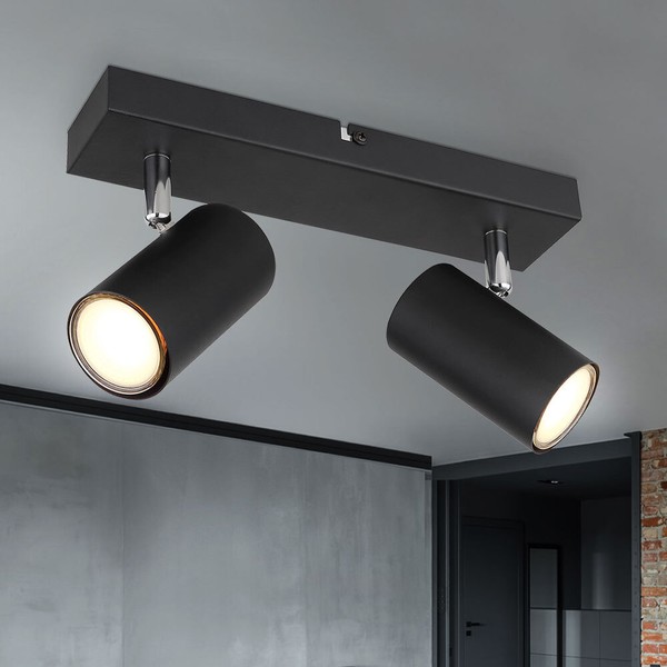 Deckenlampe Deckenleuchte Wohnzimmerlampe Chrom Schwarz 2 Flammig Verstellbar-image