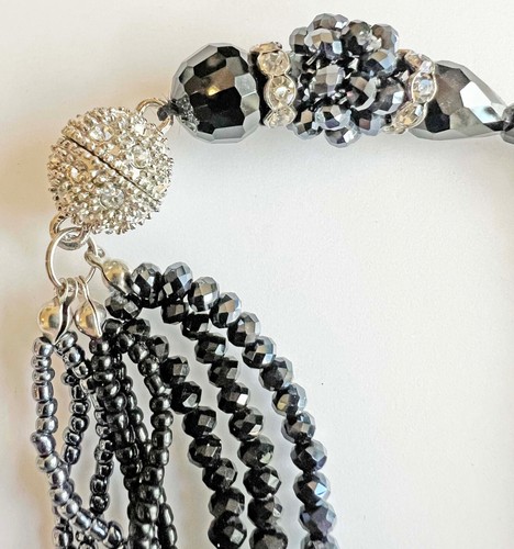 Park Lane Jet Black Glass Rhinestone 3 Way Necklace Magnetic Clasp - Picture 5 of 8