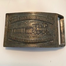 Vintage Brass Western Belt Buckle Wells Fargo Bankers  Forwarders Steam Train