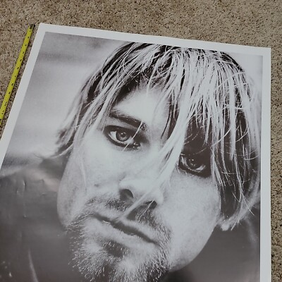 Vintage 90s Kurt Cobain Memorial Poster GB Sheffield England 25x35