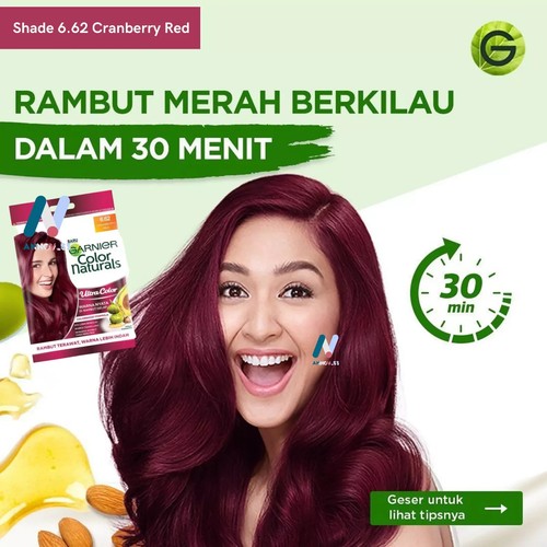1x GARNIER Natural Dry Hair Color Olive Oil Long Lasting Soft 6.62 Cranberry Red - Bild 4 von 4