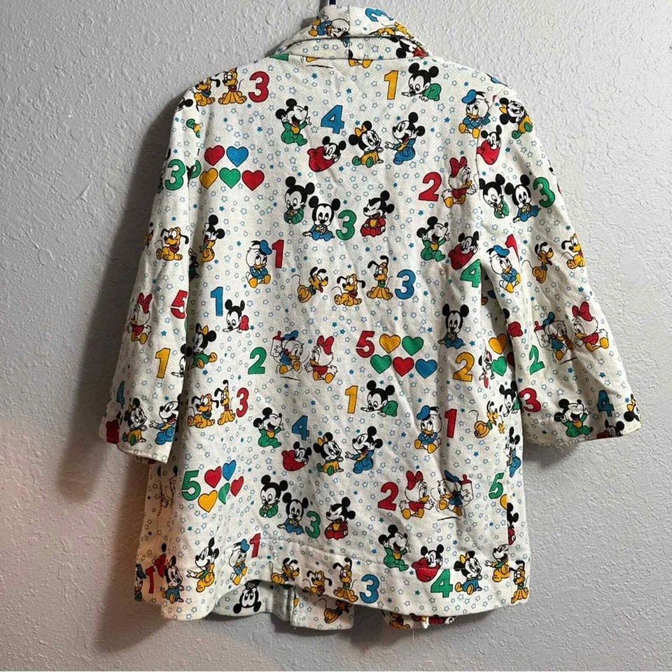 复古迪士尼幼儿长袍,70 年代 80 年代新奇印花米奇和朋友,OSFM — 第 3/4 张图片