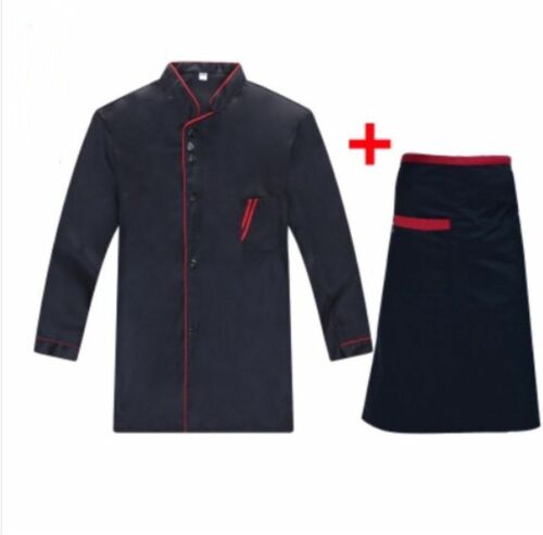 Chef Jacket Long Sleeve Chef Jacket Coat Apron Cook Hotel Uniform for Men Women - Picture 1 of 3