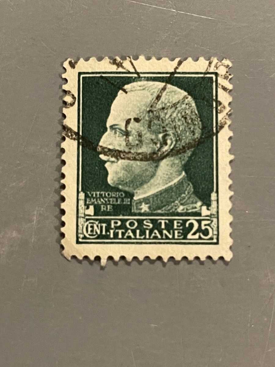 ITALY 1929-1942 25c Victor Emmanuel III Fasces Green Postage Stamp