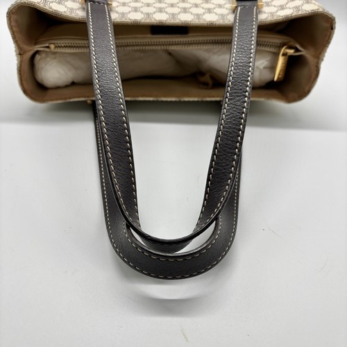 CELINE Macadam Tote Bag PVC Leather White Brown Vintage #327 - Picture 9 of 24