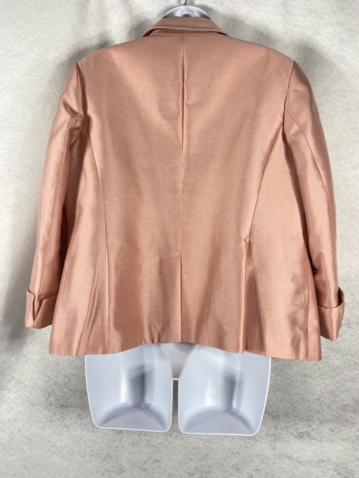 Talbots Jacket Women's Petite 14WP Pink Blazer Long Sleeve Silk Cotton Blend - Image 4 of 4