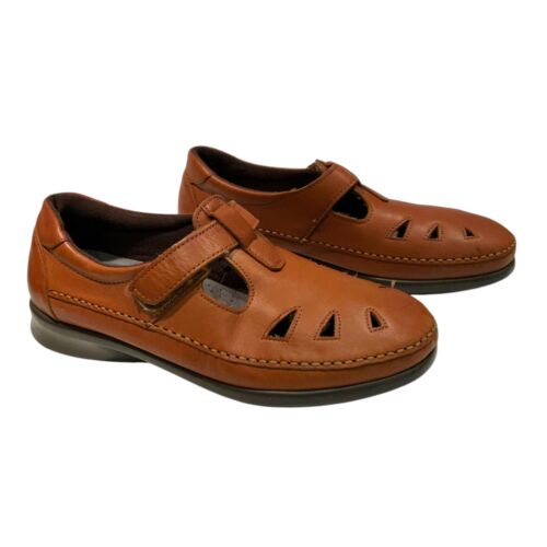 Sz 9.5 SAS Roamer Fisherman Brown T Strap Mary Jane Leather Comfort shoes Women - Picture 2 of 17