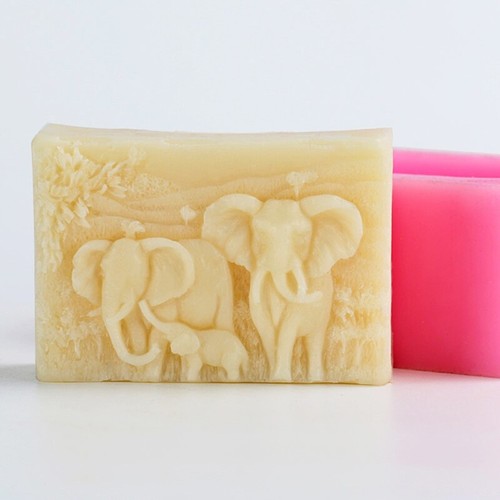 Elephant Family Soap Mold Handmade Silicone Mould Bar Art Craft Molds - Picture 6 of 8