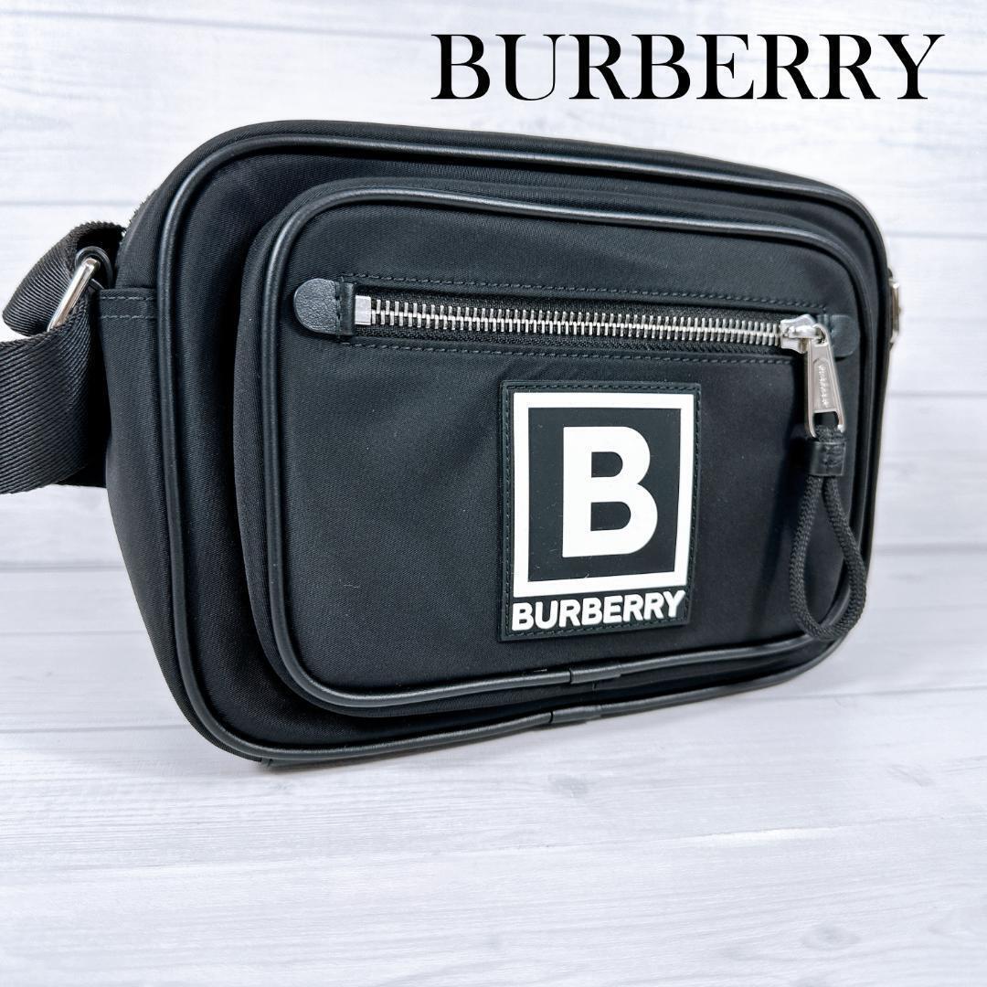 Burberry Paddy B Logo Shoulder Bag Body 8065311 Black Nylon Waist Pouch Crossbod