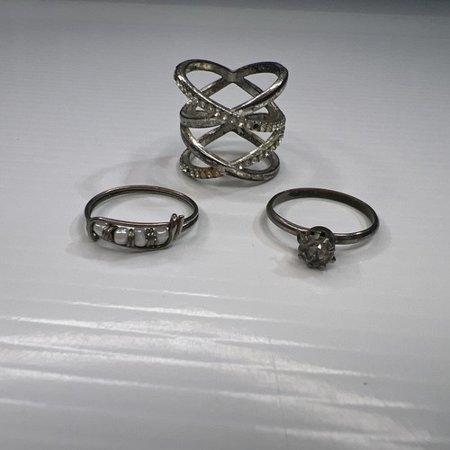 Set Silberfarbene Kristalle Boho Hippie X Crossover Glam Retro Ringe Größe 7 - Bild 5 von 12