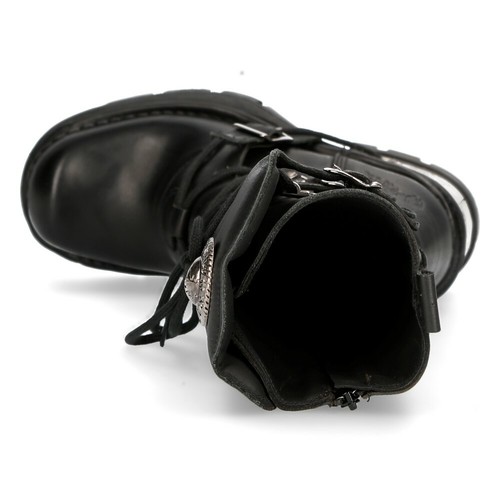 New Rock 373-S33 Mujer Negro 100% Cuero Gótico Punk Emo Rock Botas Estilo Motero - Imagen 8 de 8