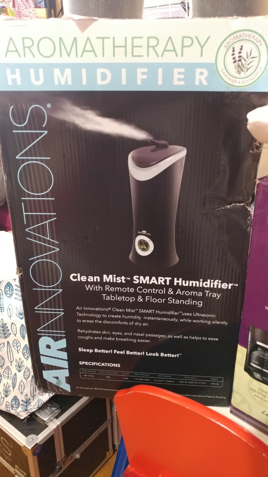 Air Innovations Aromatherapy Clean Mist Smart Ultrasonic Humidifier, Black MH 701B BLK Air Innovations Aromatherapy Clean Mist Smart Ultrasonic Humidifier, Black MH 701B BLK