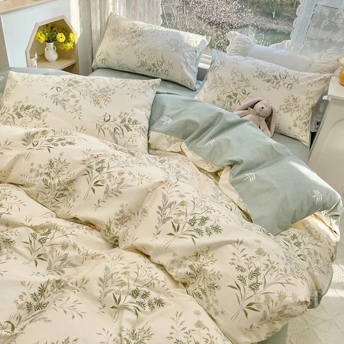 AB 2-sided Florals Print Skin Friendly Bedding Set with Flat Sheets Quilt Cover - Picture 3 of 36
